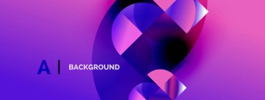 Soyut mor arkaplan özellikleri üst üste biniyor. Gradyan renkler dinamik görsel efekt yaratır. Metin Al BACKground okuyor.