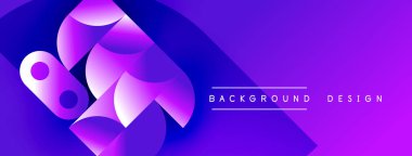 Soyut mor tasarım katmanlı geometrik şekiller içerir. Modern gradyan dinamik görsel etki yaratır. Metin arkaplan tasarımı okur.