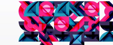 Soyut geometrik bileşim. Canlı renkler, keskin açılar, dinamik şekiller modern görsel etki yaratır. Cesur tasarım, oyuncu estetik.