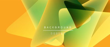 Soyut geometrik şekiller çakışıyor. Sarı, yeşil renkler dinamik görsel efekt yaratır. Arka planlar için modern tasarım ögesi.