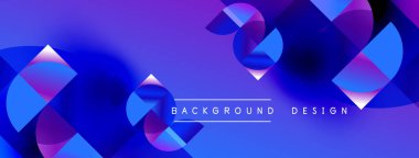 Soyut geometrik şekiller, canlı mavi mor gradyanlar. Arkaplan, sunum ve dijital sanat için modern tasarım ögesi.