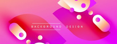 Vibrant abstract background. Pink, purple gradients create dynamic shapes, circles, rectangles. Modern design element for digital projects.