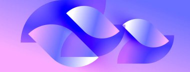 Soyut kurdeleler sonsuzluk sembolü oluşturur. Pembeden maviye geçişler. Modern tasarım, akışkan şekiller, canlı renkler.