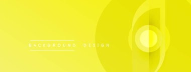 Parlak sarı soyut arka plan. Üst üste binen daireler dinamik görsel efekt yaratır. Metin elemanları mevcut olan minimalist tasarım.