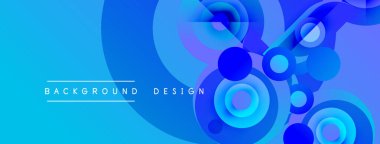 Soyut mavi arkaplan katmanlı daireler, dalgalar. Modern tasarım elementleri dinamik görsel efekt yaratır. Yumuşak eğimler derinliği artırır.