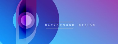 Soyut gradyanlar dinamik şekiller oluştururlar. Mavi, mor renkler kusursuz bir şekilde harmanlanarak modern görsel etki yaratır. Mevcut en küçük metin.