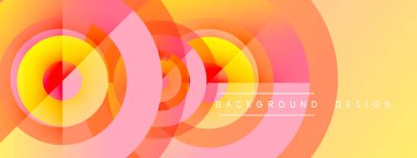 Soyut renkli çemberler dinamik görsel efektler yaratıyor. Sıcak tonlar kompozisyona hükmediyor, enerji ve hareket öneriyor..