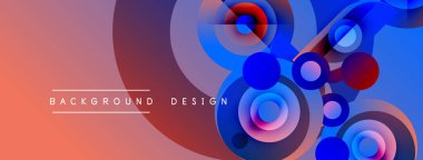 Soyut arkaplan, canlı daireler, dalgalar, gradyanlar içerir. Pembe, mavi renkler tasarıma hakim, modern estetik yaratıyor..