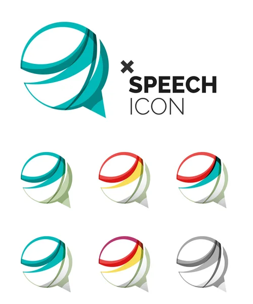 Set di icone astratte a bolle vocali e cloud, concetti di logotipo aziendale, design geometrico moderno e pulito — Vettoriale Stock