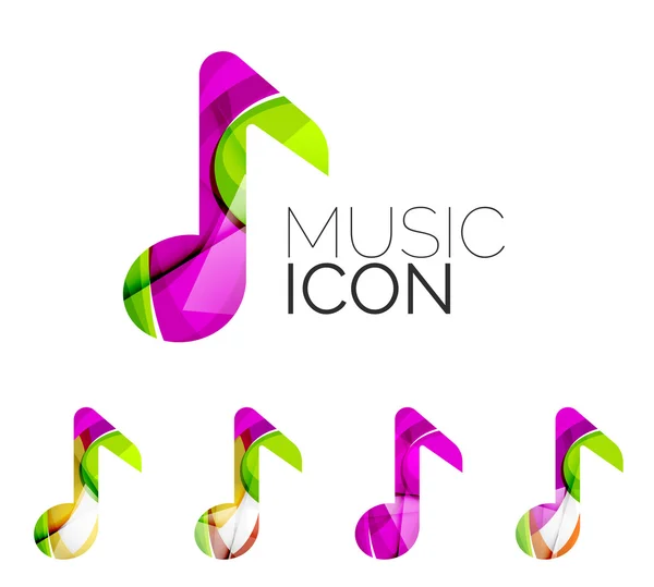 Conjunto de iconos abstractos de notas musicales, conceptos de logotipos empresariales, diseño geométrico moderno y limpio — Archivo Imágenes Vectoriales