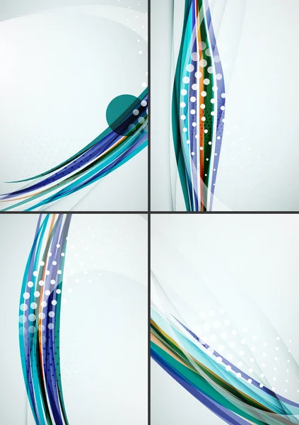 Conjunto de fondos abstractos. Elegantes líneas decoradas de colores y olas con copyspace para su mensaje — Archivo Imágenes Vectoriales