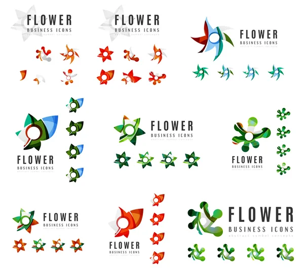 Set of company logotype branding designs, flower blooming concept icons — Stock Vector