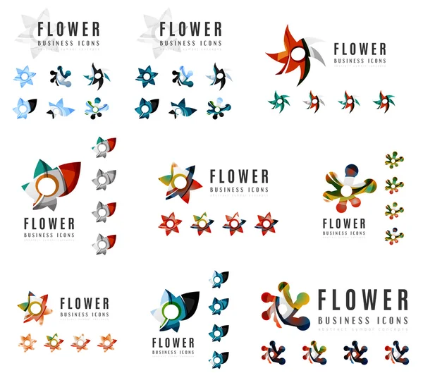 Uppsättning av företaget logotype branding mönster, blomma blommar konceptet ikoner — Stock vektor