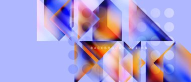 Soyut geometrik şekiller, canlı renkler, dinamik bileşim. Modern tasarım ögeleri görsel olarak çekici bir arkaplan oluşturur.