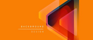 Abstract geometric design. Orange background features overlapping translucent shapes creating dynamic visual effect. Modern, vibrant composition.