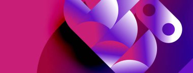 Soyut şekiller canlı pembeleri, morları, mavileri harmanlıyor. Sıvı formlar dinamik bileşim oluşturur, modern estetik. Yumuşak eğimler derinlik ve hareket önerir.