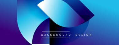 Soyut gradyan şekiller dinamik görsellik yaratır. Mavi, mor renkler pürüzsüz bir şekilde harmanlanır. Arkaplan ve sunumlar için modern tasarım ögesi.