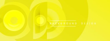 Parlak sarı soyut tasarım eşmerkezli daireler, katmanlı şekiller içerir. Metin, arkaplan tasarımını merkezden okuyor. Basit, modern estetik..