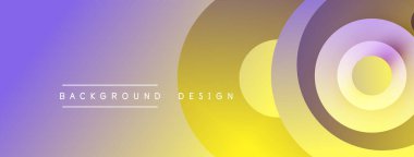 Soyut eğim arkaplanı. Mor renkler sarıya karışıyor ve üst üste biniyor. Metin elemanları mevcut olan minimalist tasarım.