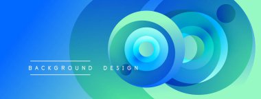 Soyut arkaplan özellikleri katmanlı daireler, maviden yeşile kayan gradyanlar. Metin arka plan tasarımı okur. Modern, canlı kompozisyon.