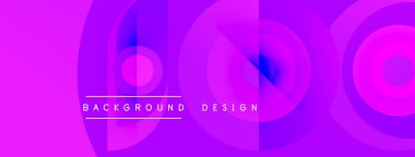 Soyut enerjik tasarım eşmerkezli daireler içerir. Mor renkler harmanlanarak, dinamik görsel efekt yaratır. Metin arkaplan tasarımı okur.