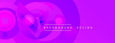 Soyut mor eğimli arkaplan. Üst üste binen daireler dinamik görsel efekt yaratır. Metin arka plan tasarımı okur. Modern, canlı kompozisyon.