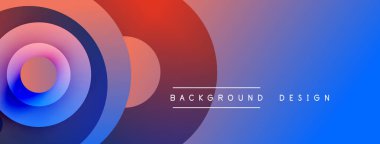 Soyut gradyan çemberler dinamik görsel efekt yaratır. Mavi, mor, kırmızı renkler düzgün bir şekilde harmanlanır. Arka planlar için modern tasarım ögesi.