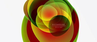 Soyut renkli tasarım. Üst üste binen daireler dinamik görsel efekt yaratır. Parlak gradyanlar, modern estetik. Yumuşak geçişler, canlı renkler.