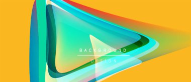 Soyut enerjik tasarım akış şekilleri, gradyanlar. Sarı arkaplan turkuaz, yeşil ve mavi katmanları tamamlıyor. Modern estetik.