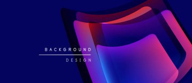 Soyut arkaplan canlı katmanlar, gradyanlar içerir. Mavi, mor, kırmızı renkler dinamik görsel efekt yaratır. Modern tasarım ögesi.