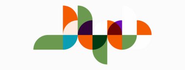 Soyut grafik tasarım renkli çakışan yarı daireler içerir. Şekiller büyümeyi, bağlantıyı, enerjik enerjiyi, modern estetiği akla getiriyor..