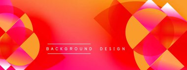 Soyut, enerjik bir arkaplan. Üst üste binen şekiller dinamik görsel efekt yaratır. Kırmızı, turuncu, pembe renkler kompozisyona hakim. Modern tasarım ögesi.