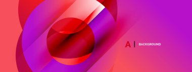 Soyut enerjik tasarım. Üst üste binen daireler dinamik görsel efekt yaratır. Pembe, mor, kırmızı renkler kompozisyona hakim. Modern estetik.