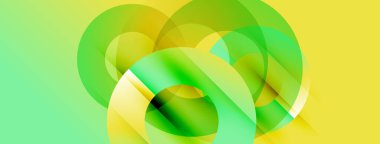 Soyut kompozisyon özellikleri üst üste binen yarı şeffaf daireler. Sarı, yeşil renkler canlı, modern görsel efektler yaratır. Yumuşak gradyanlar dinamik etkileşim sunar.