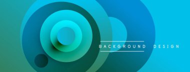 Soyut eşmerkezli daireler, gök mavisi ile mavi arasında. Arka planlar ve sunumlar için modern tasarım öğesi. Basit, temiz estetik..