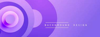 Mor soyut çemberler dinamik bir zemin oluşturur. Modern tasarım elementleri derinlik, hareket, görsel cazibe öneriyor. Basit metin örtüsü netlik ekler.