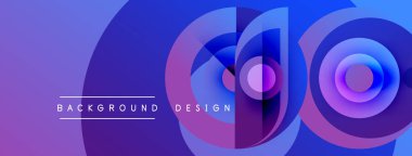 Soyut mor tasarım, üst üste binen daireler, gradyanlar. Metin arka plan tasarımı okur. Modern, canlı görsel kompozisyon.