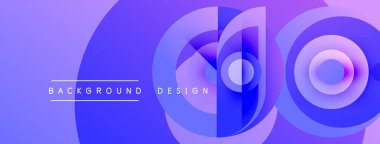 Soyut mavi katmanlar dinamik görsel efekt yaratır. Gradyan gölgeler dairesel kalıplar, modern tasarım ögesi oluşturur.