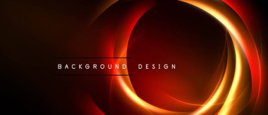 Koyu arkaplanda canlı turuncu kıvrımlar var. Soyut tasarım dinamik görsel efekt yaratır. Metin arkaplan tasarımı okur.