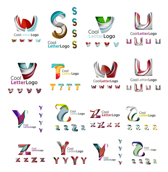 Renkli soyut mektup kurumsal logolar akan şekiller üst üste ile oluşturulan dizi. Herhangi bir fikir üzerinde beyaz izole için evrensel iş ikonları/simgeleri