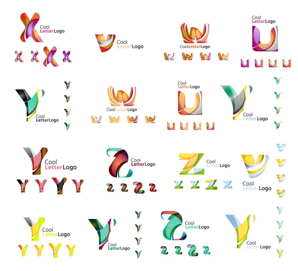 Ensemble de logos corporatifs abstraits colorés créés avec des formes qui se chevauchent. Icônes d'affaires universelles pour toute idée isolée sur blanc — Image vectorielle