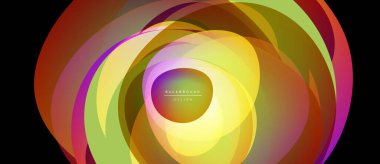 Soyut renkli katmanlar girdap dinamik bileşim oluşturur. Parlak renkler harmanlanır, dairesel desen oluşturulur, modern tasarım ögesi.