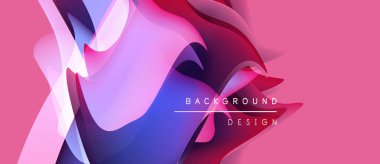 Soyut sıvı şekiller, canlı renklerin karışımı. Pembe, mor, mavi renkler dinamik arka plan tasarımı yaratır. Modern estetik, pürüzsüz eğimler sunar.