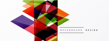 Soyut geometrik şekiller örtüşür, canlı renkli tasarım yaratır. Beyaz alan dengesi bileşimi, modern estetik.