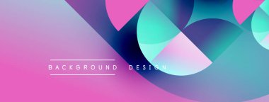 Soyut, enerjik bir arkaplan. Üst üste binen şekiller dinamik görsel efekt yaratır. Pembe, mavi renkler kompozisyona hakim. Modern tasarım elemanları.