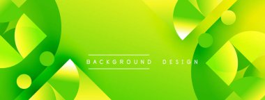 Parlak yeşil soyut arka plan. Geometrik şekiller örtüşür, dinamik görsel efekt yaratır. Sancaklar ve başlıklar için modern tasarım uygun.