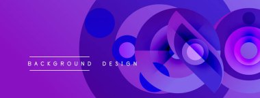 Soyut mor arkaplan. Üst üste binen daireler dinamik görsel efekt yaratır. Metin arka plan tasarımı okur. Modern, canlı kompozisyon.