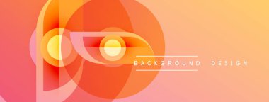 Soyut eğim arkaplanı. Turuncu, pembe renkler düzgün bir şekilde harmanlanır. Dairesel şekiller, dinamik görsel efektler yaratır. Modern tasarım ögesi.