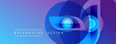 Soyut geometrik şekiller, canlı mavi mor gradyan. Modern tasarım elementleri dinamik görsel etki yaratır. Metin arkaplan tasarımı okur.
