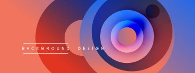 Soyut renkli çemberler dinamik arkaplan yaratır. Gradyan renkler harmanlanarak modern tasarım elementini oluşturur. Metin etiketleri amacı belirtir.